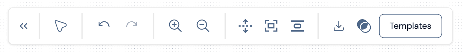 Template button location in the bottom toolbar of the canvas