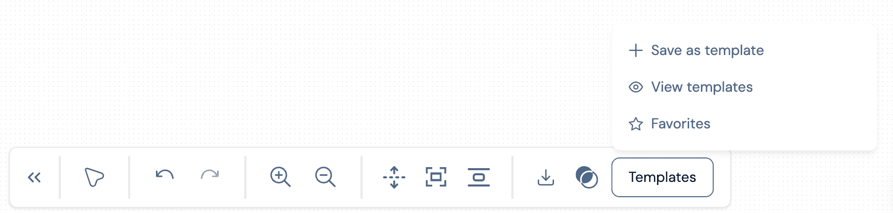 Template options menu showing Create Template, View Templates, and Favorites options
