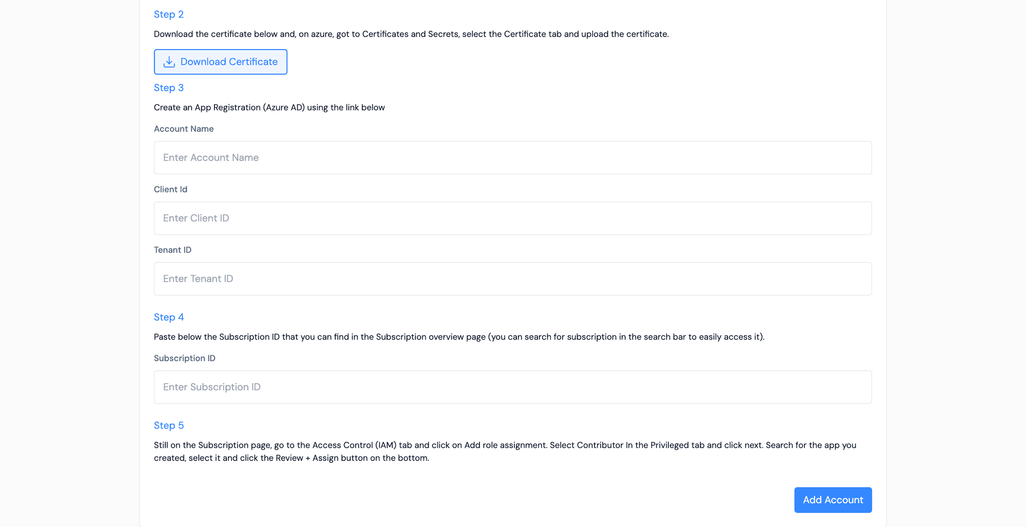 AWS authentication form showing Access Key and Assumed Role options